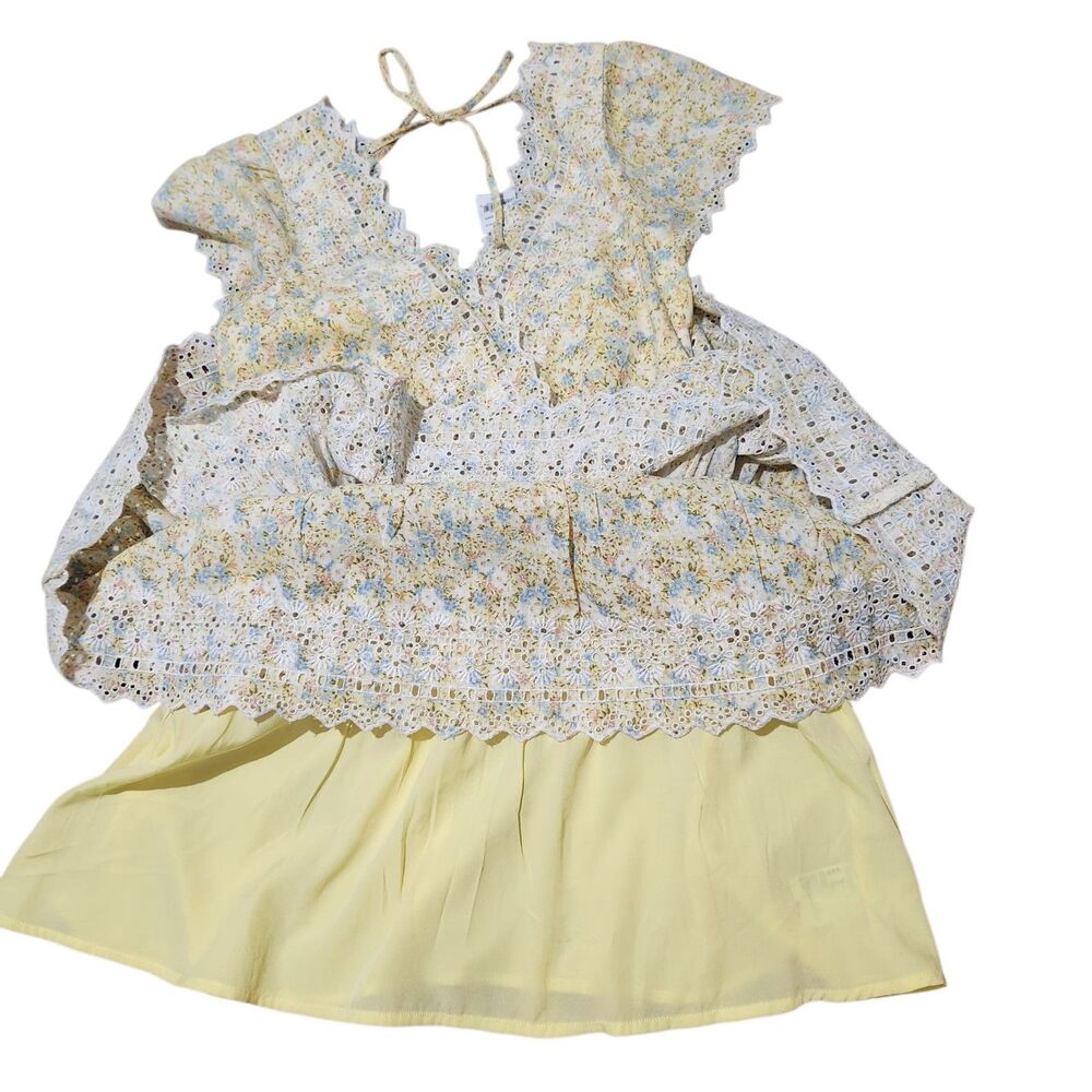 American Eagle Dress Size XS Lined Embroidered Short Sleeve - Picture 8 of 11